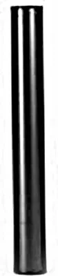 A black metal pipe, likely a stove pipe, is shown vertically against a white background.