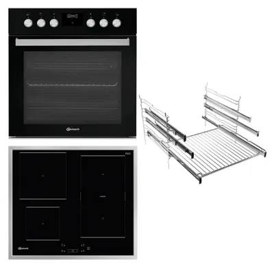 Produktbild von Bauknecht HEKO F500 (HIS5 EI8VS3 ES+ BU 1760C FT), Zonen-Induktionskochfeld, 4 Zone(n), Keramik, Schwarz, Berührung, 57,7 cm