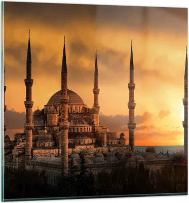 Produktbild von Bilder auf glas - Sonnenuntergang istanbul türkei reise - 70x70cm - Glasbilder - Wandbilder - Kunstdruck - Wanddekoration aus Glas - Glas Bilder - Wandbild auf Glas - GAC70x70-2846