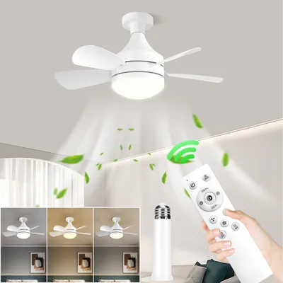 Produktbild von 50W 2000LM Deckenventilator mit beleuchtung E27 Sockel, Fernbedienung Dimmbar 3 Farben 3 Geschwindigkeiten Deckenventilator Licht  für Schlafzimmer Wohnzimmer