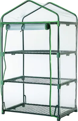 Produktbild von Foliengewächshaus Balkon Gewächshaus 126x70x50cm HxBxT, 3 Regale Treibhaus, Terrasse Anzuchthaus platzsparend, PVC transparent, Menge:1 Stück