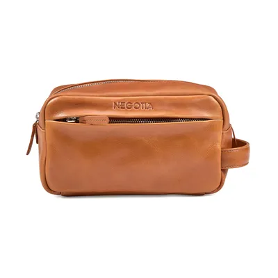 Produktbild von Negotia Mori Leder Kulturbeutel Cognac – Necessaire, Waschtasche, Echtleder Reise-Kulturtasche