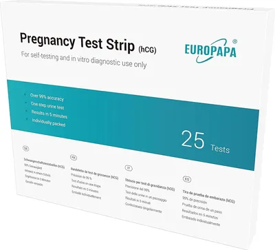 Produktbild von EUROPAPA® Healthcare 25 Stück ultraempfindlicher Schwangerschaftstest - Schwangerschaftstest Frühtest - Pregnancy Test - Frühschwangerschaftstest 25