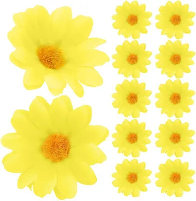 Produktbild von Dekolo Künstliche Blumen Blütenköpfe Pflanzen Deko Gänseblümchen Hochzeit Gelb