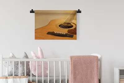 Produktbild von MuchoWow® Wandteppich Wandbehang Gekippte Ansicht einer akustischen Gitarre 60x40 cm Tapisserie Dekoration Wandtuch - Wanddekorationen