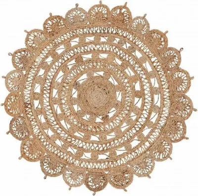 Productafbeelding van Famanu jute tapijt, rond, beige, Ø 120 cm, handgeweven van jute, modern in boho-stijl