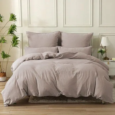 Produktbild von Unyqoos® Baumwoll-Bettbezug 220×240 cm, Champagnerrosa – inkl. 2 Kissenbezüge 80×80 cm, weich, atmungsaktiv, wendbar & hypoallergen