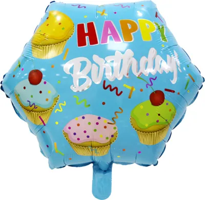 Produktbild von Folienballon Happy Birthday eckig 45 cm, Muffins blau