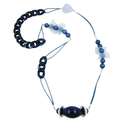 Produktbild von Kette Kunststoffperlen Panzerkette Kordel blau 90cm blau 90 cm