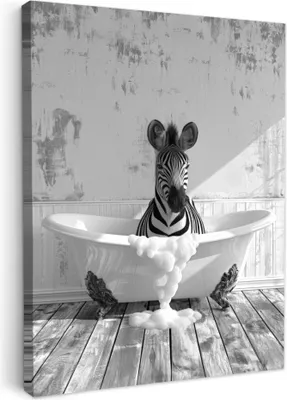 Produktbild von MuchoWow® - Leinwandbilder - Zebra - Wildlife - Vintage - Schwarz - Weiß, Wandbild, Wanddeko Bilder Wohnzimmer, 50x70 cm