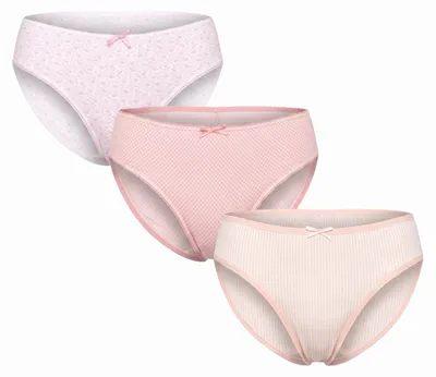 Productafbeelding van Kisses&Love 3-delige set damesonderbroeken van katoen met middelband, model KL10000