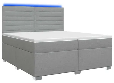 Zdjęcie produktu dla vidaXL Łóżko sprężynowe z materacem jasnoszare 200 x 200 cm tkanina