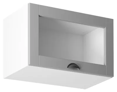 Image de Vitrine haute à portes battantes LUMEA - largeur 60 cm, gris/blanc