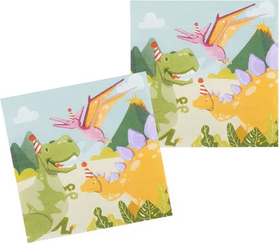 Produktbild von 12 Dino Party Servietten Papierservietten 33 x 33 cm - Einheitsgröße