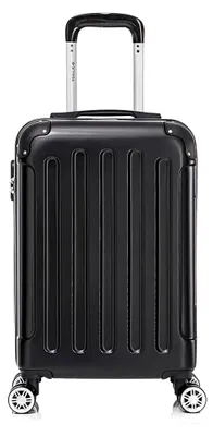 Produktbild von Handgepäck Trolley, leichter Reisekoffer, 55x36x21 cm, Hartschalenkoffer mit 4 Rollen 360°, Zahlenschloss (Schwarz, M)