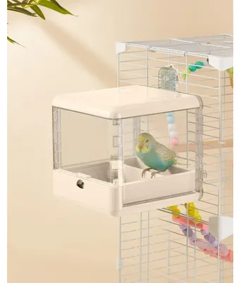 Productafbeelding van Vogelbad - Vogelbadje kooi - 17 x 17 x 18 cm - Wit - Voor kleine vogels