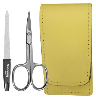 Produktbild von Solingen* Maniküre-Set mit Nagelschere & Feile – Echtleder-Etui Germany Gelb