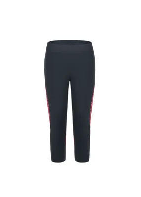 Dunkelgraue 3/4-Hose Moab Lady 1.0 von DirectAlpine mit pinken seitlichen Streifen.