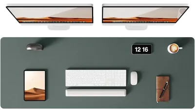 Zdjęcie produktu dla Podkładka pod biurko 120x43 cm, premium, skóra, mata pod mysz XXL, antypoślizgowa, ciemnozielona