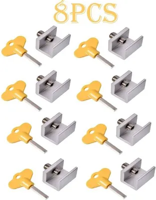 Immagine prodotto di Maniglie di sicurezza per porte a battente scorrevoli, regolabili, con maniglie di sicurezza e chiavi, sicurezza per i bambini