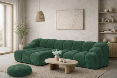 Produktbild von Kaiser Möbel Ecksofa Modulare L-Form, Veloursstoff Bluvel, Grün, Links, CROISSANT L