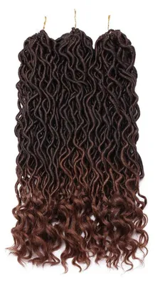 Produktbild von Göttin Locs Häkeln Haar Wellig Lockig Faux Locs 50cm 3 Bündel Schwarz bis hell Auburn