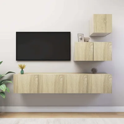 Produktbild von The Living Store 4-tlg. TV-Schrank-Set Sonoma-Eiche Holzwerkstoff