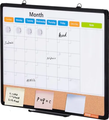 Produktbild von 24"x18" Monatskalender-Whiteboard & Korktafel-Kombination mit Aluminiumrahmen