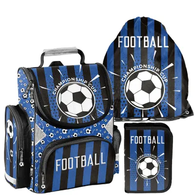 Produktbild von Schulranzen 3-tlg. Set für Mädchen & Jungen FUßBALL – Paso Ranzen, Mäppchen, Tasche