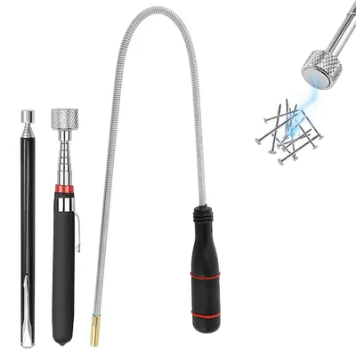 Magnetischer Teleskopstab, 3-teilig, ausziehbar, 13,6–62 cm, schwarz