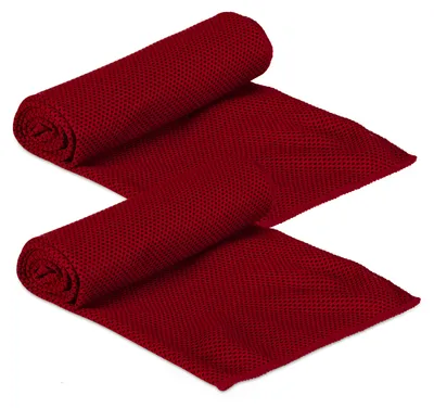 Produktbild von 20 x Kühlendes Handtuch, Mikrofaser, Kühltücher Hals, Sport & Fitness, mit Box, Kühlhandtuch Yoga, 90 x 30 cm, rot