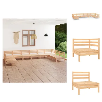 Produktbild von vidaXL 10-tlg. Garten-Lounge-Set Massivholz Kiefer -  Gartenmöbel-Sets