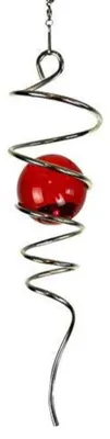 Windspinner mit Glaskugel, spiralförmigem Schwanz, 33 cm, silber-rot