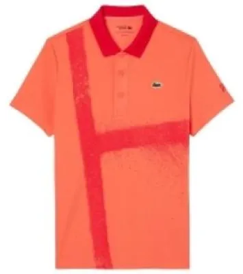 Imagen del producto de Camiseta polo Lacoste para hombre, réplica del modelo usado por Novak Djokovic, color naranja, talla XL