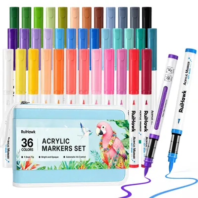 Image de 36 marqueurs acryliques avec pointe pinceau