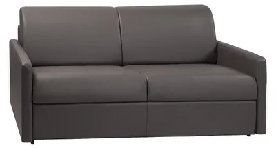 Produktbild von 3-Sitzer Schlafsofa Express in grauem Kunstleder mit Memory-Schaum-Sitz - Breite Lattenrostfläche 140 cm - 14 cm Matratze CALIFE