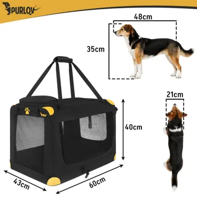 Image de Cage de transport pliable pour chiens et chats, dimensions : 60 x 42 x 44 cm
