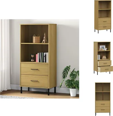 Immagine prodotto di vidaXL Libreria OSLO 2 cassetti Marrone 60x35x128,5 cm in legno massiccio - Librerie & Librerie