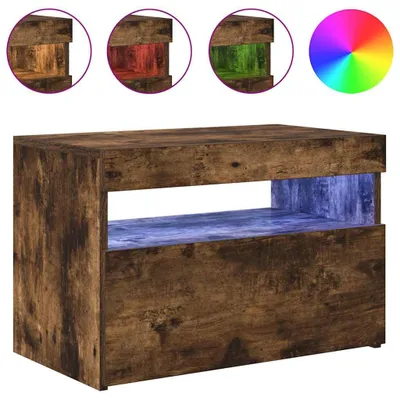 Produktbild von vidaXL TV-Schrank mit LED-Leuchten Räuchereiche 60x35x40 cm