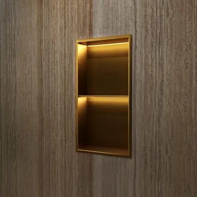 Produktbild von Wandnische Dusche MARSHALL mit LED gebürstetes gold