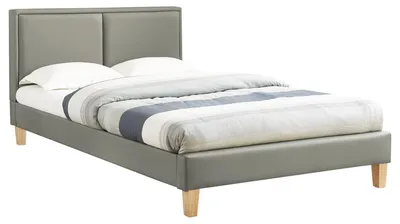 Produktbild von Polsterbett Doppelbett CELINE grau, 120 x 200 cm, inklusive Lattenrost Kunstlederbezug