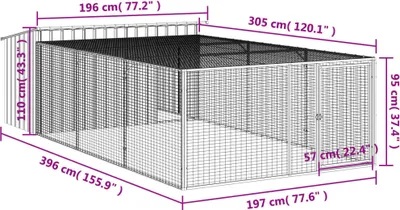 Immagine prodotto di Cuccia per cani con corridoio Antracite 197x396x110cm Acciaio zincato