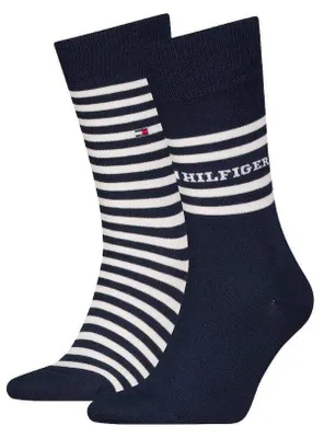 Zdjęcie produktu dla Skarpety męskie długie bawełniane Tommy Hilfiger granatowy 2-pack - 39-42