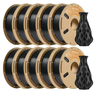 Produktbild von PETG 3D Drucker Filament - FDM Filament 1,75 mm - Toleranz ±0,03 mm - Drucktemperatur 230–250 °C - Perfekte Wicklung - 10 kg Spule - Schwarz