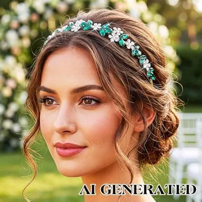 Produktbild von Kristall-Brautstirnband mit funkelnden Strasssteinen, Hochzeits-Haarband als Blumenkrone, Diadem und Haarschmuck für Bräute und Brautjungfern