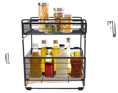 Produktbild von Lagerregal, 2-stöckiges Design, robuste Konstruktion, schwarz