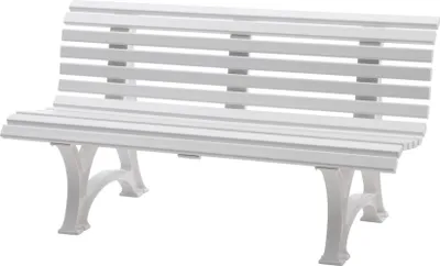 Produktbild von Gartenbank Jamaika | 3-Sitzer | Weiß | HxBxT 80x150x64cm | Witterungs- & UV-beständiger Kunststoff | Parkbank Sitzbank Außenbereich Garten Balkon Terrasse