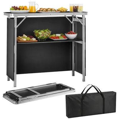 Obrázek produktu pro YARDIN Mobilní, skládací, hliníková výloha, rozměry 97,5 x 38 x 85 cm, přenosný výstavní pult s deskou z MDF a taškou, multifunkční stolek pro zahradu, kempování a oslavy