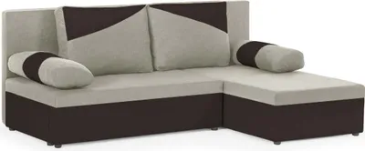 Produktbild von KomfortWelt24 Ecksofa mit Schlaffunktion und praktischem Bettkasten - Bequemer Eckcouch 190x140 cm L-Form Polo Beige/Braun
