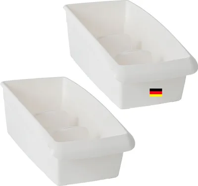 Produktbild von Novaliv 2er Set Kosmetik Organizer klein Schubladen Organizer Badezimmer - 25 x 12 cm WEISS Make-up Pinselhalter – für Schminkpinsel Eyeliner Lippenstift Lipgloss Kosmetikpinsel Behälter Schminke